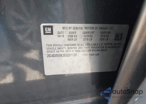 2014 Buick Regal 1Fl z USA, uszkodzony, nr VIN 2G4GV5EK2E9291133